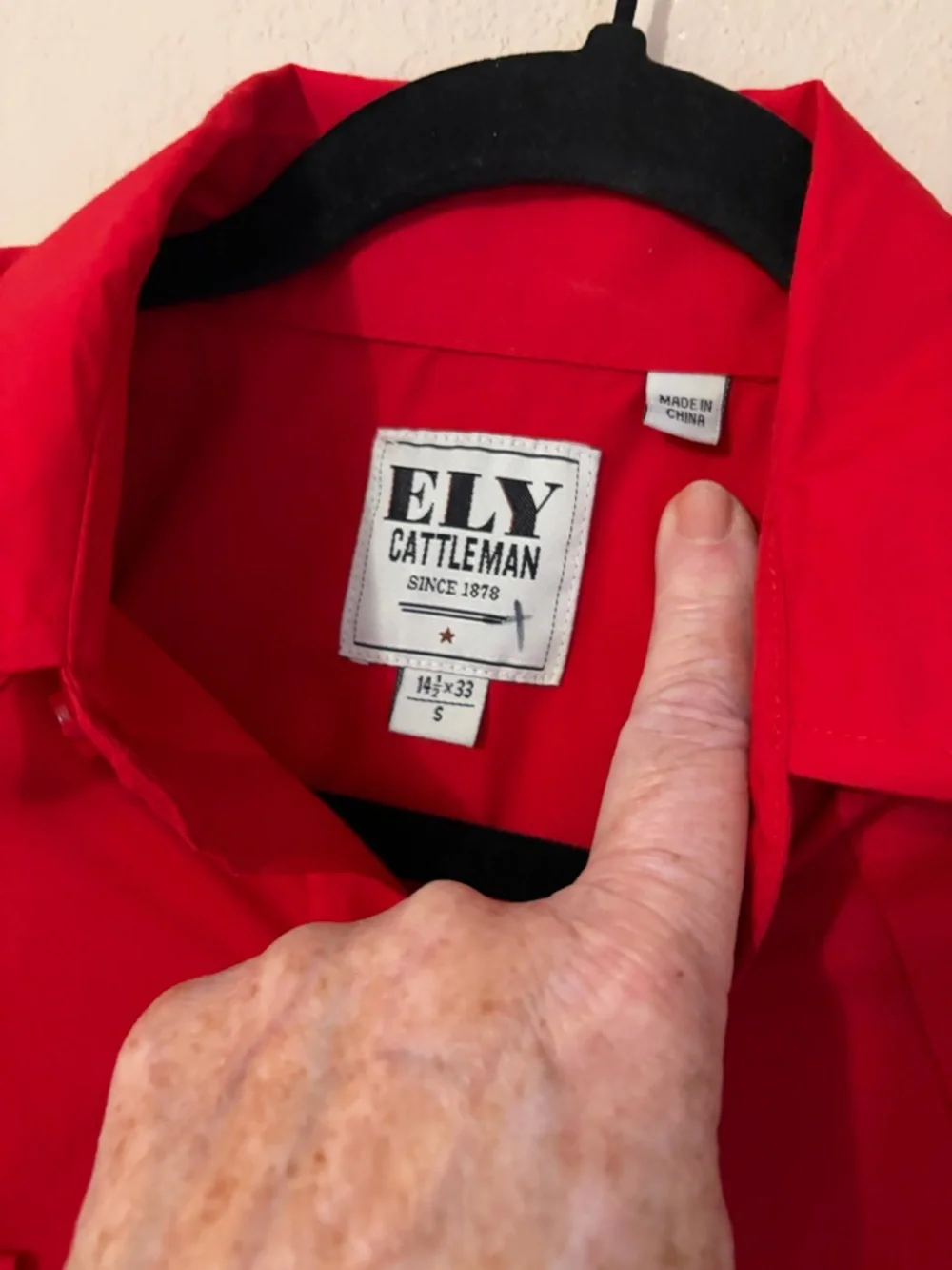 Ely Cattleman Men's Western Shirt Red Pearl Snap Long Sleeve Cowboy Rodeo Size S